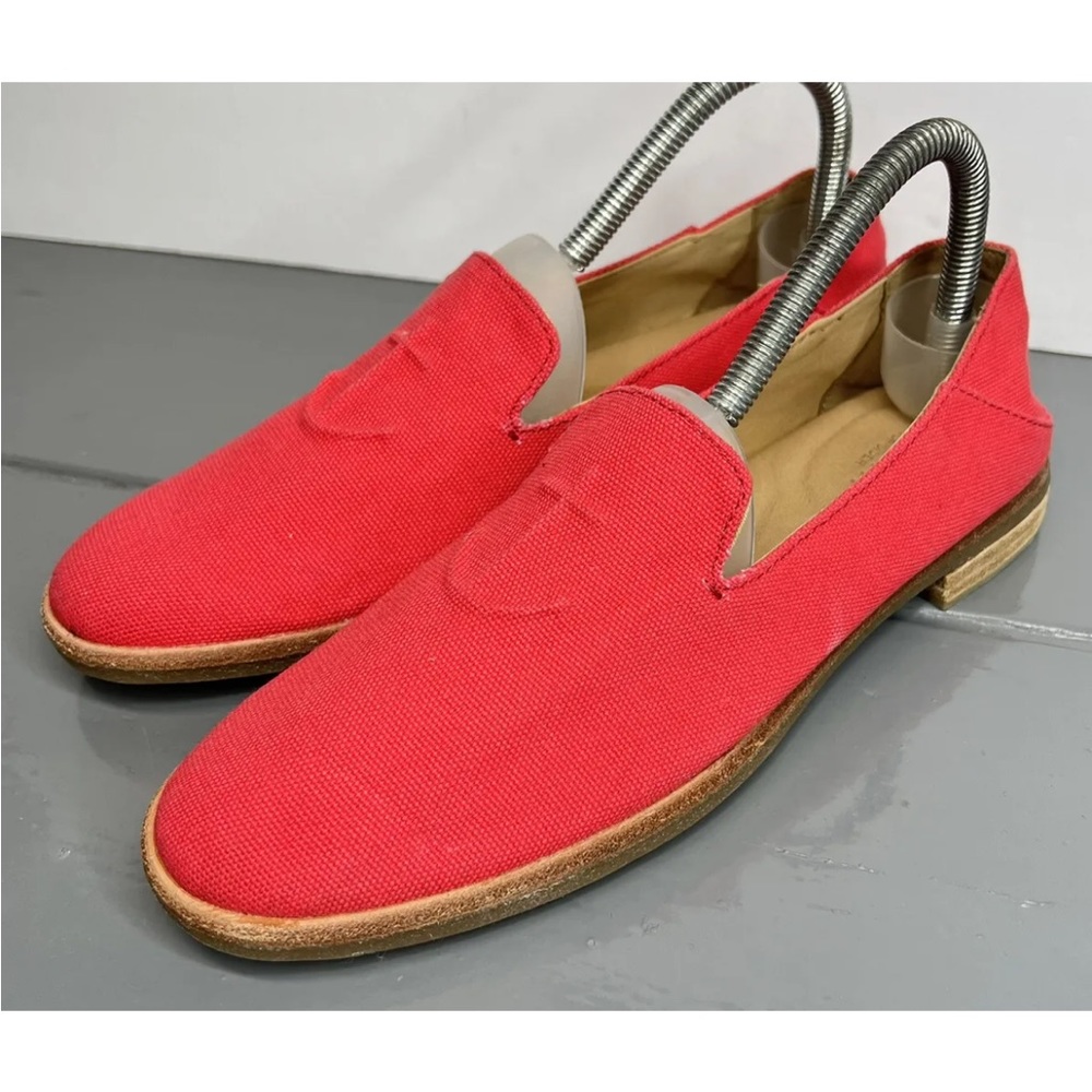 Sperry Topsider Womens Red Slip On Anchor Seaport Levy Canvas Loafers Sz 8 NWOB